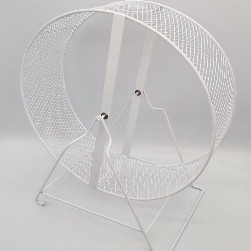 Hamsterrad für kleine Nager, Geräuschloses Laufrad, Metall Design für Hamster und Meerschweinchen, in Weiß, Drei Größen verfügbar