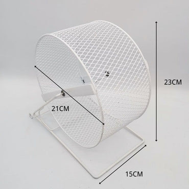 Hamsterrad für kleine Nager, Geräuschloses Laufrad, Metall Design für Hamster und Meerschweinchen, in Weiß, Drei Größen verfügbar