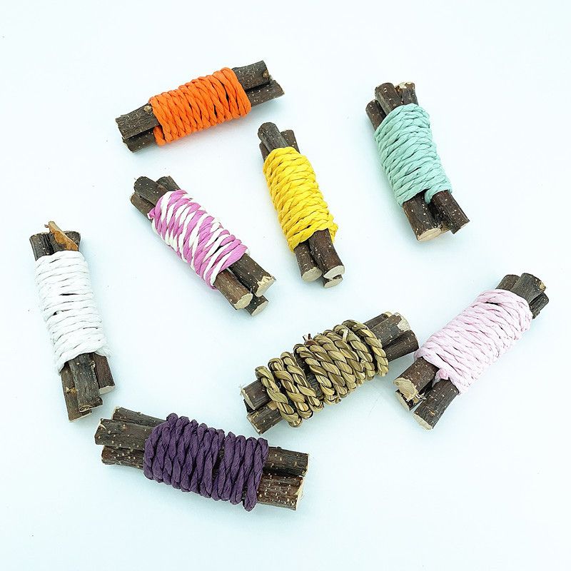 Kaninchen Spielzeug, Naturmaterialien, 6stücke Set mit Gras- und Papierfaser, für kleine Kaninchen und Nager, Farbe zufällig