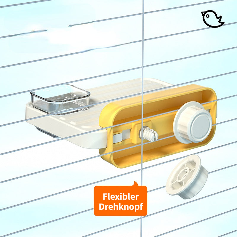 Wellensittich Spielzeug, weißer Aufhängeplattform, Hochwertiges Vogelspielzeug mit Transparente Futterbox, Leicht zu reinigen