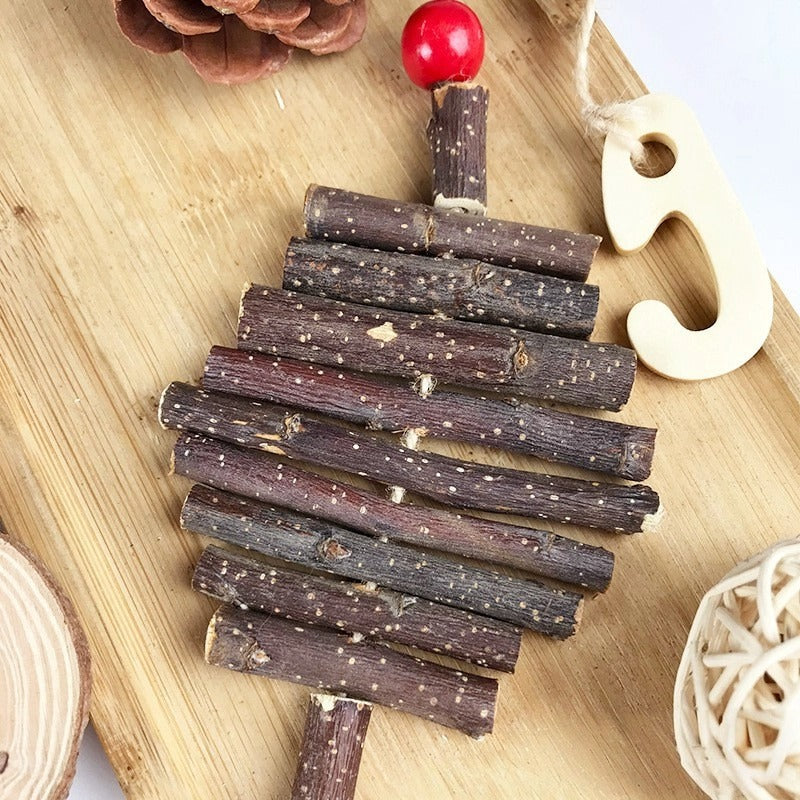 Kaninchen Spielzeug, Hängendes Kauspielzeug aus Apfelholz, Backenzahnspielzeug für Hamster