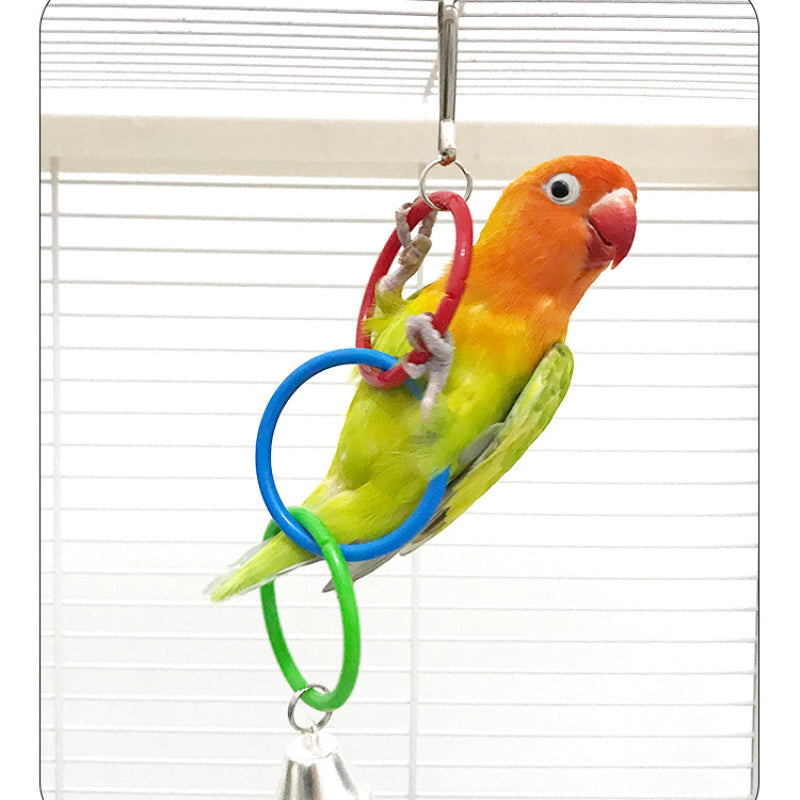 Spielzeug Wellensittiche, Bunte Ringäng mit Kletterfunktion, Kauspielzeug für Vogel, Zufällige Farben