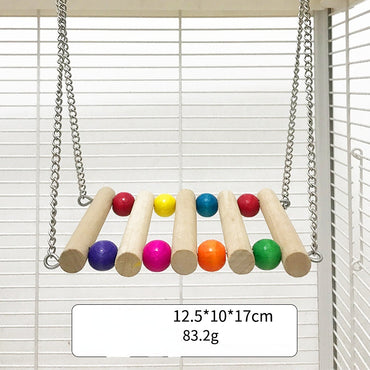 Wellensittiche Spielzeug, Bunte Holz Hängende Brücke & Hängematte, Unterhaltung und Spaß, Mehrfarbig Auswählen