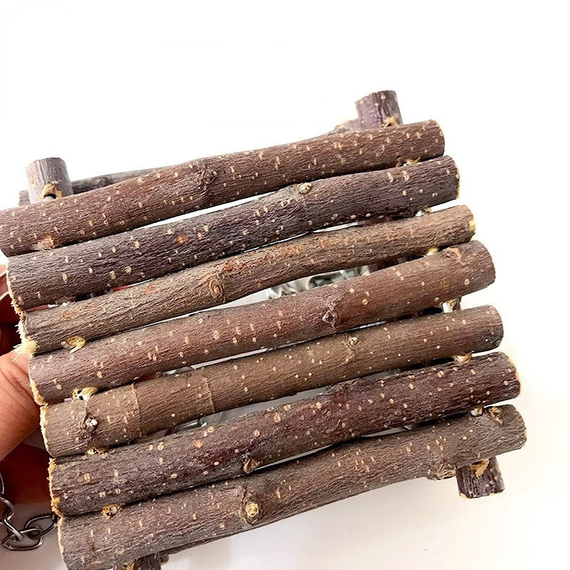 Spielzeug Meerschweinchen, Schaukeln & Hängematten aus Apfelholz, Kletter-, Schlafplatz für Nagetiere und Zähnen wetzen