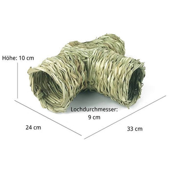 Hamster Spielzeug, Handgemachte Grasgewebte Tunnel für Nagetiere, T-Form und Lange Form, Weckt Neugier und Entdeckungsverhalten