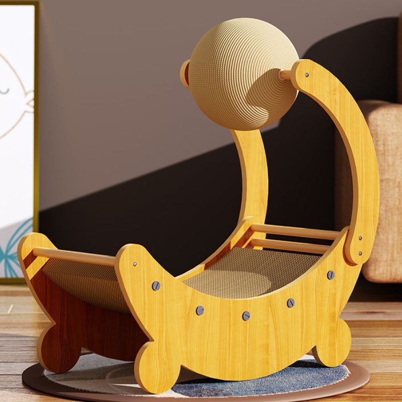 Kratzmöbel Katze, Kratzbrett für Katzen in Schiffsform mit robustem Sisalball, Stabiles Lounge-Bett