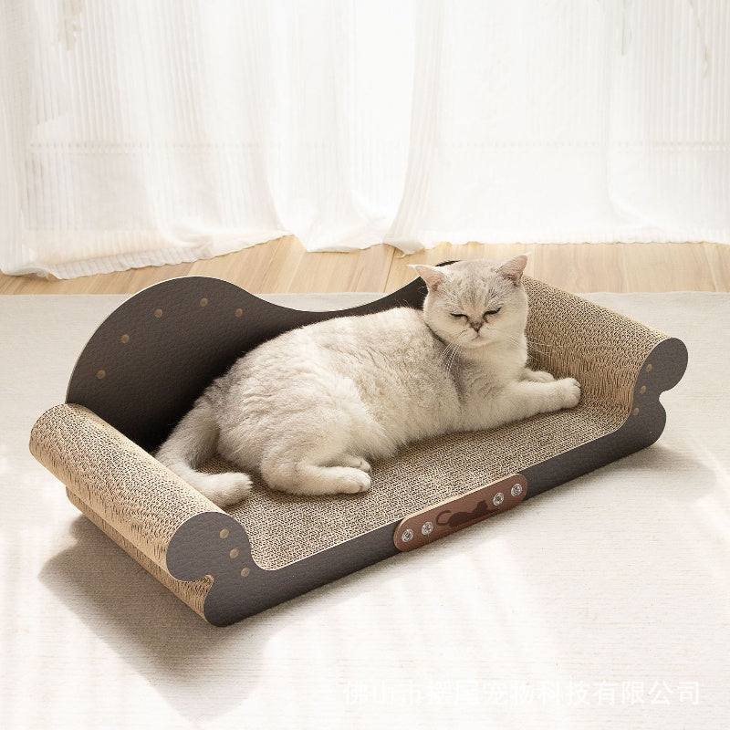 Kratzpappe Katze, kratzbrett mit geschwungener Form, Sofa-Design Kratzspielzeug für Katzen, Schwarz