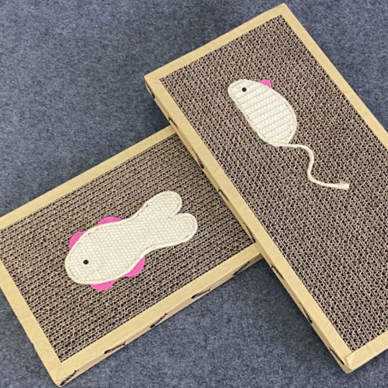 Kratzpappe für Katzen, Katzen Spielzeug aus Sisal, Katzen Kratzbrett mit süßem Design, 43cmx21cmx2cm