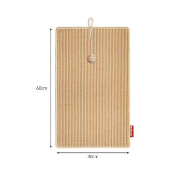 Kratzteppich Katze, Katzenkratzteppich aus Jute, atmungsaktiv und kühl, mit Sisalball-Anhänger für zusätzlichen Spaß