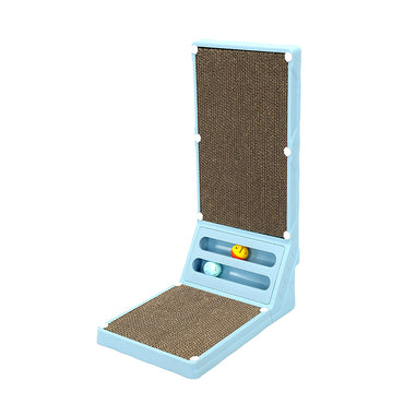 Kratzbrett Katze, Katzen Kratz Ecken mit Spielzeug und Interaktivität, L-förmige, Kratzbrett aus Wellpappe und Kunststoff