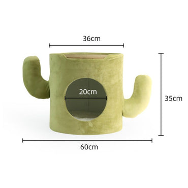 Katzenhöhlen, Halboffene Höhle als Katzenbett, Design im Aussehen eines Kaktus, Robustes Material, 60 x 36 x 35 cm
