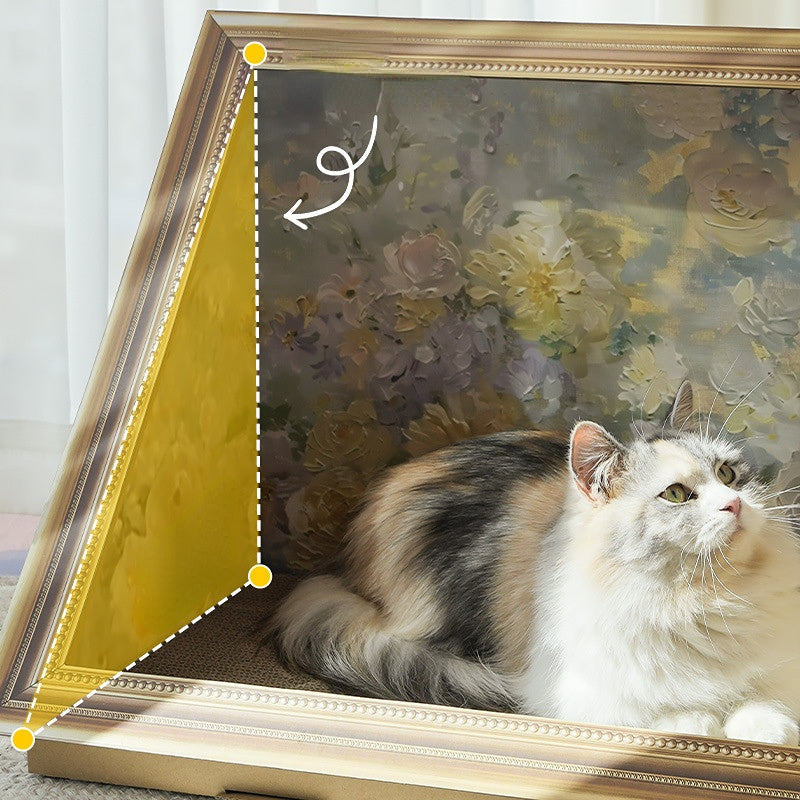 Kratzbrett für Katzen, 3D-Retro Ölgemälde Design, Extra dickes Wellpappe, Geeignet für Katzen unter 7,5 kg, Maximale Komfort