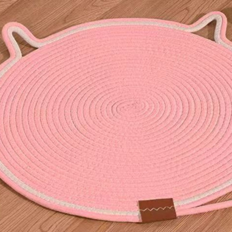 Kratzbrett Katzenform, Niedliches Weberei Katzen Ohr Kratzbrett mit Spielzeugball, Cooles Katzenbett für bequemen Schlaf