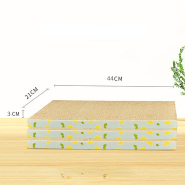 Kratzpappe für Katzen, Wellenförmige Kratzfläche für glückliche Katzen, Set mit 3 Stück, aus Wellpappe mit Zitronen-Muster