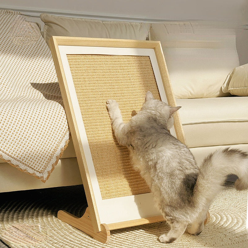 Kratzbrett für Katzen, Kratzecke für Katzen, Vertikaler L-Typ, Sisal-Katzenkratzbrett im Blockhausstil, Eckdekorationsmalerei