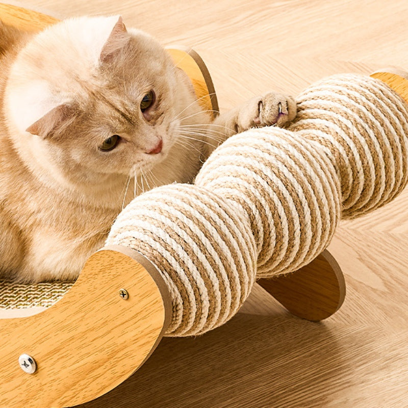 Kratzbrett Katze, Kratzmöbel Katze, Loungesessel, aus Sisal mit Kühlmatte, Beige, 4 Jahreszeiten geeignet