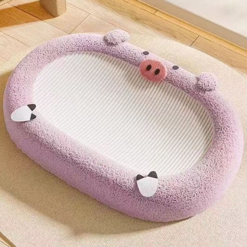 Katze Kratzpappe im Pig-Style, 65 x 40cm ovaler Form mit ausreichend Platz, Hanfseilmaterial, Ausruhen und spielen