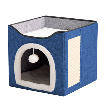 Katzenhöhlen, Vielseitige Doppelschicht mit integriertem Kratzbrett für Winterwärme, abnehmbar und waschbar