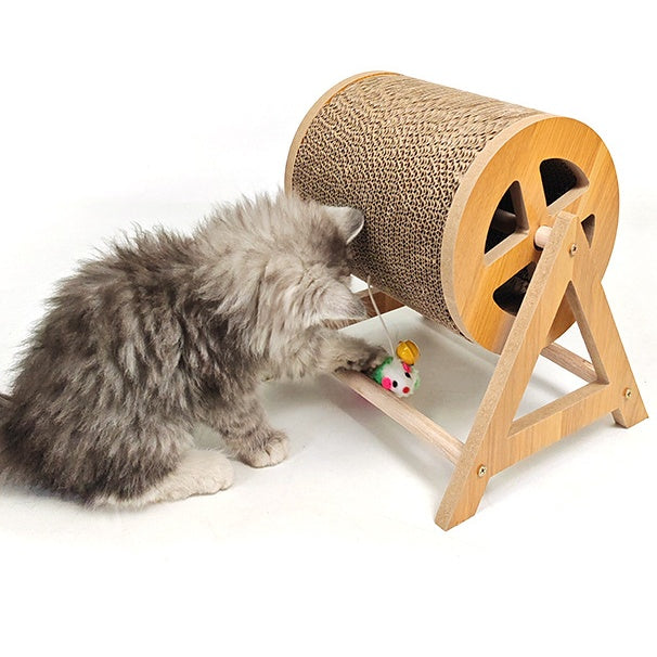 Kratzbrett für Katzen, Katzen Kratzrolle, Wellpappe mit Glöckchenspielball, Zwei Größen, langlebig & stilvoll