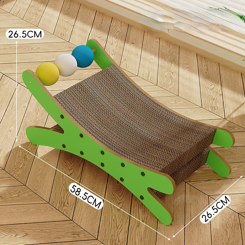 Katzenbett, Grünes Doppelschicht Wellpappe-kratzbrett mit Drei Farben Sisalbälle, Selbstvergnügung & schlafen für Ihre Katze