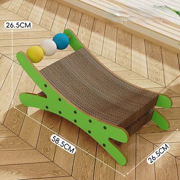 Katzenbett, Grünes Doppelschicht Wellpappe-kratzbrett mit Drei Farben Sisalbälle, Selbstvergnügung & schlafen für Ihre Katze