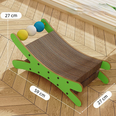 Katzenbett, Grünes Doppelschicht Wellpappe-kratzbrett mit Drei Farben Sisalbälle, Selbstvergnügung & schlafen für Ihre Katze