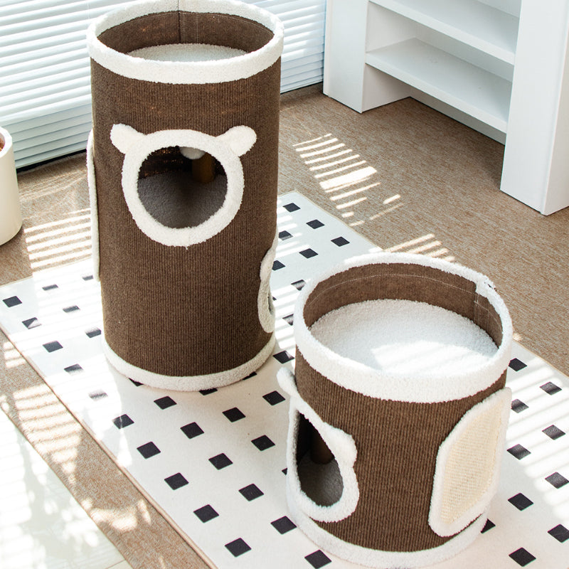 Kratztonne, Braun Sisaleimer, kratzbrett & Katzenbett, langlebige, platzsparendes Design für Mehrkatzenhaushalte