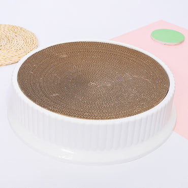 Kratzbrett, Auswechselbarer Kratzbrett aus Wellpappe, Katzenbett Doppelschicht Waschbar & abnehmbares, Drei Farben, 49x49x11 cm