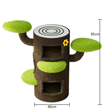 Katzenhöhle, Baumstamm-Design, Plattform mit mehreren Ebenen, Papierseil Kratzbrett, Geeignet für Mehrkatzenhaushalte