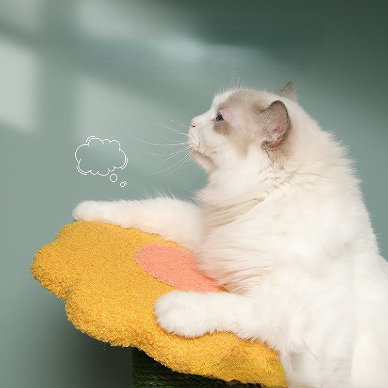 Kratzbaum für Katzen, Katzenbett mit Sonnenblumen-Design, Katzenkratzbaum mit Kletter- & Ruhebereich, Zwei Stile