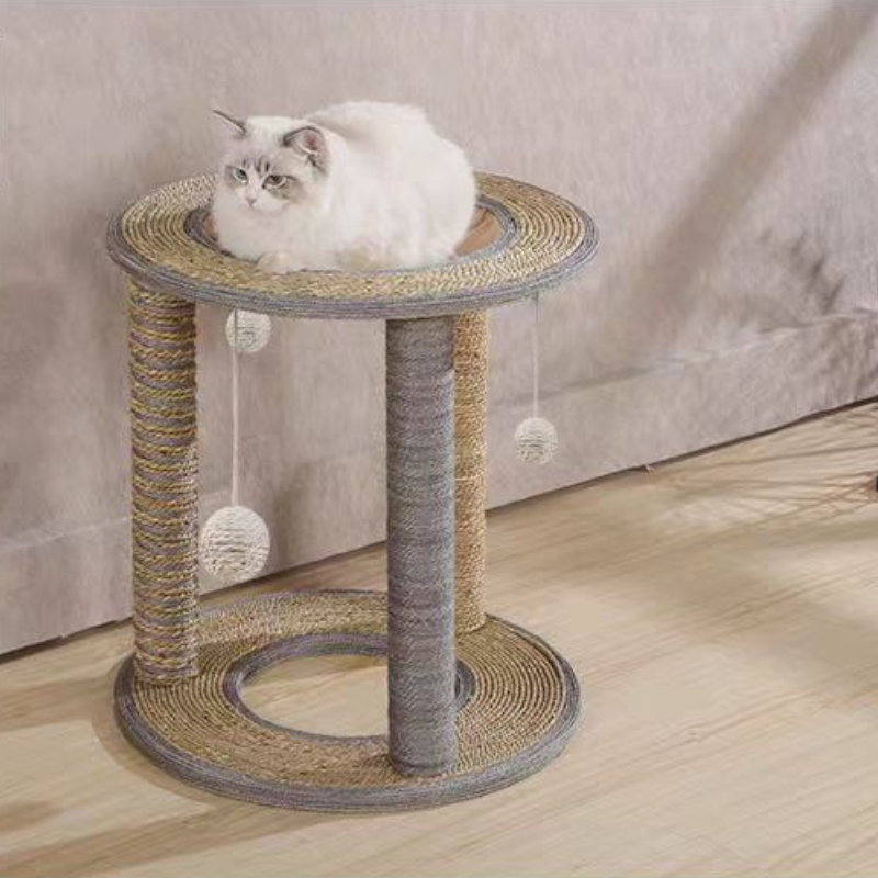 Kratzbaum Katze Klein mit 3 Stützsäulen, Einfache Montage, Verschiedene Materialien für optimalen Kratzspaß