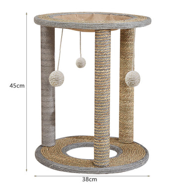 Kratzbaum Katze Klein mit 3 Stützsäulen, Einfache Montage, Verschiedene Materialien für optimalen Kratzspaß