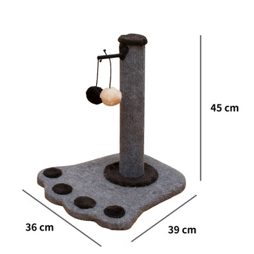 Kratzbaum Grau für Kleine Katzen, Robuster Kratzbaum mit Pfotenabdruck-Plattform