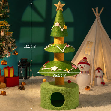 Pawsometime Kratzbaum Weihnachtsbaum, Robuster Sisal, Kratzspielzeug für Katzen, Kompakt, Platzsparend