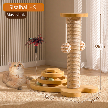 Pawsometime Sisalband Kratzbaum abriebfeste und nicht abbröckelnde, Kratzstamm mit Interaktiven Spielzeugen für Katzen