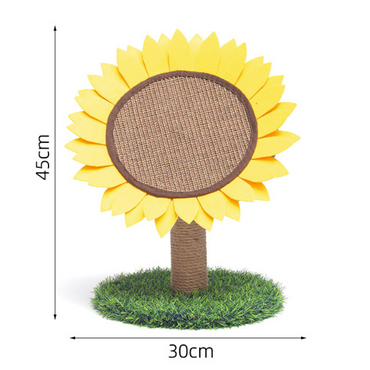 Pawsometime Kratzbaum Schön, Sisal Kratzsäule im Sonnenblumen-Design, Stabiler Standfuß, Einfache Montage