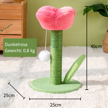 Pawsometime Katzenkratzbaum Flower, Tulpenform Katzenspielzeug, Sisalsäule Mit Plüschball, Für Wohnungskatzen