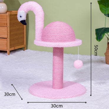 Schöne Kratzbäume im Flamingo-Design, Katzenkratzmöbel mit Interaktives Spielzeug für Katzen, Rosa