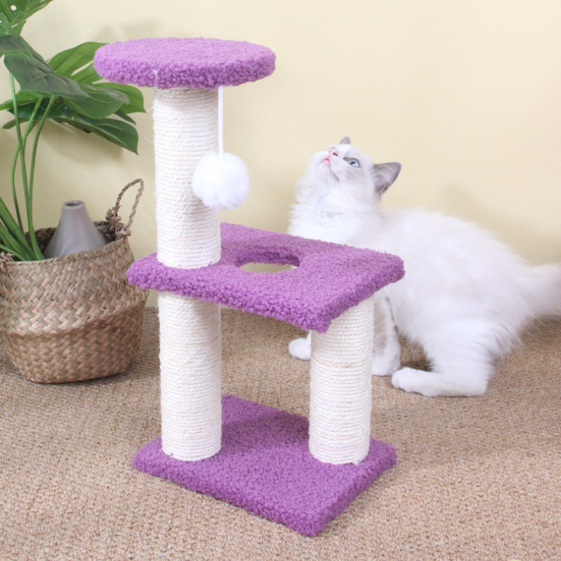 Kleine Kratzbaum, Dreischichtiger Katzenkletterrahmen, Sisal Katzenkratzbaum mit weichem Plüsch & Ball für kleine Katzen