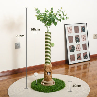 Katzen Kratzbaum im Pflanzen-Design, Hochwertiges Material, Mit Spielzeug, Frisches Deko-Highlight, Für Aktive Katzen