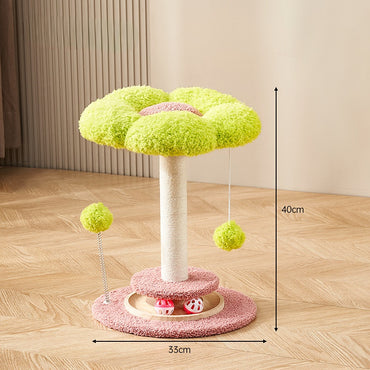 Moderner Kratzbaum, Blumendesign Katzenbett für Katzen, Flanell & Baumwolle Katzenkratzsäule, Ideal für Spiel und Entspannung