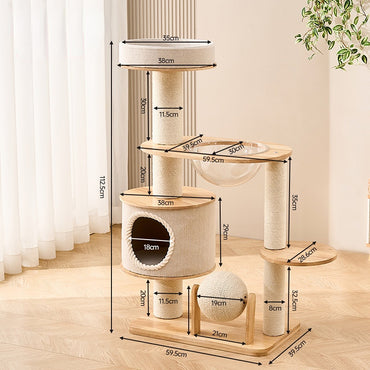 Kratzbaum für große Katzen, Multifunktionaler Katzenbaum mit integriertem Katzenhaus, zum Krallenwetzen & Ausruhen