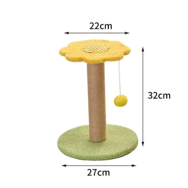 Katzen Kratzbaum klein, Blütenförmiger Katzenkratzpfeiler für kleine Katzen und Kätzchen, in leuchtenden Farben (Gelb, Lila, Orange)