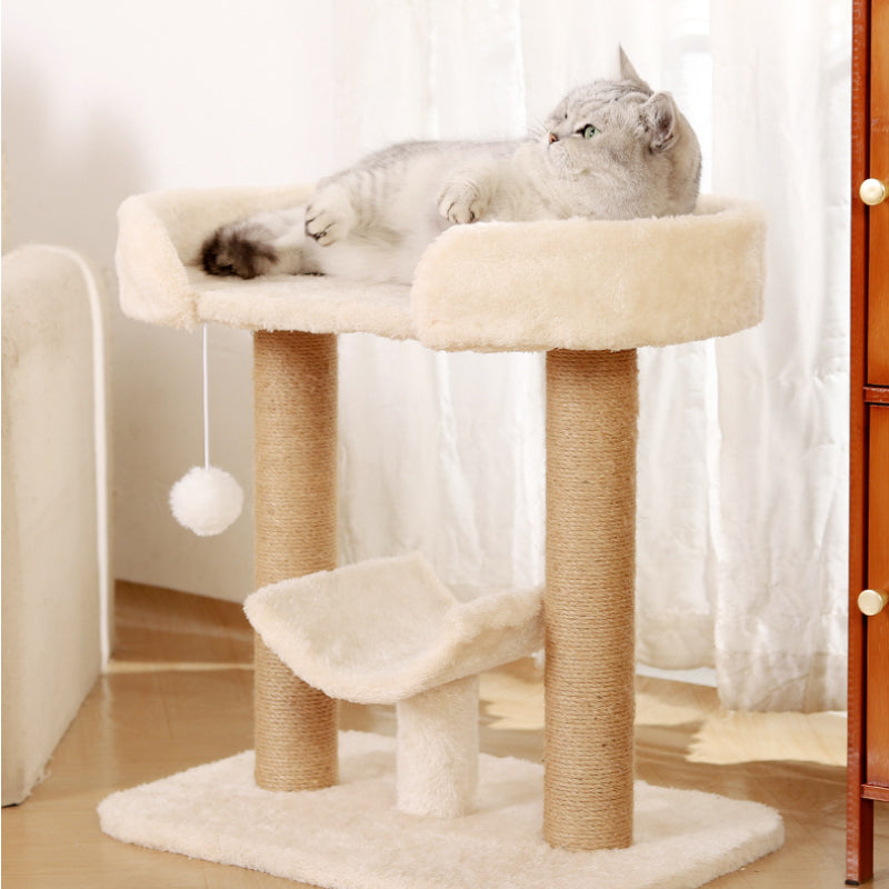 Kratzbaum groß, Katzenbaum mit Zwei Katzenbetten und Sisal-Katzenkratzbaum, Katzenliegeplatz & hängendem Plüschball