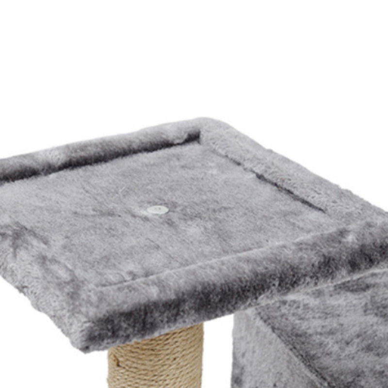 Katzenbaum, 3-in-1 Kletterbaum mit Katzenhaus, Kratzsäule und Spielball, Hochwertige Hanfseil- und Plüschmaterialien