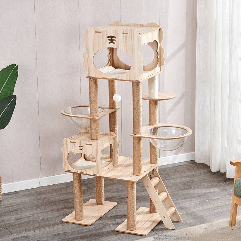 Katzen Kletterbaum, Tigerdesign, mit Dekor und Ausichtplattformen, Aktivitätsspielzeug für kleine und große Katzen