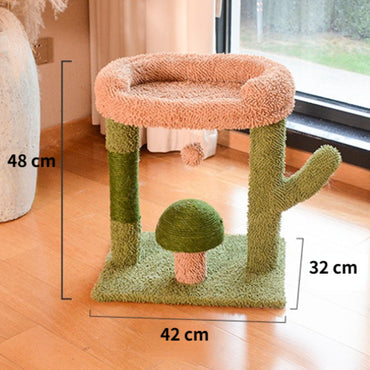 Katzen Baum, Cactus Sisal-Katzenbaum mit Katzenbett, Pilzform Katzenkratzball, Schlafen für große Katzen & Krallenschleifen