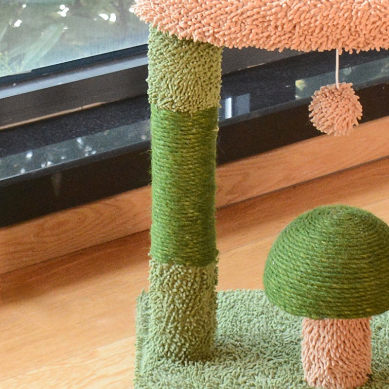 Katzen Baum, Cactus Sisal-Katzenbaum mit Katzenbett, Pilzform Katzenkratzball, Schlafen für große Katzen & Krallenschleifen