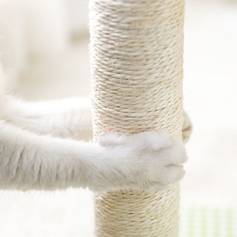 Katzen Baum, Kleine Katzenbaum, Kletterbaum mit Spielball, Hanfseil Kratzbaum, Stabil und Robust, in Hellgrün