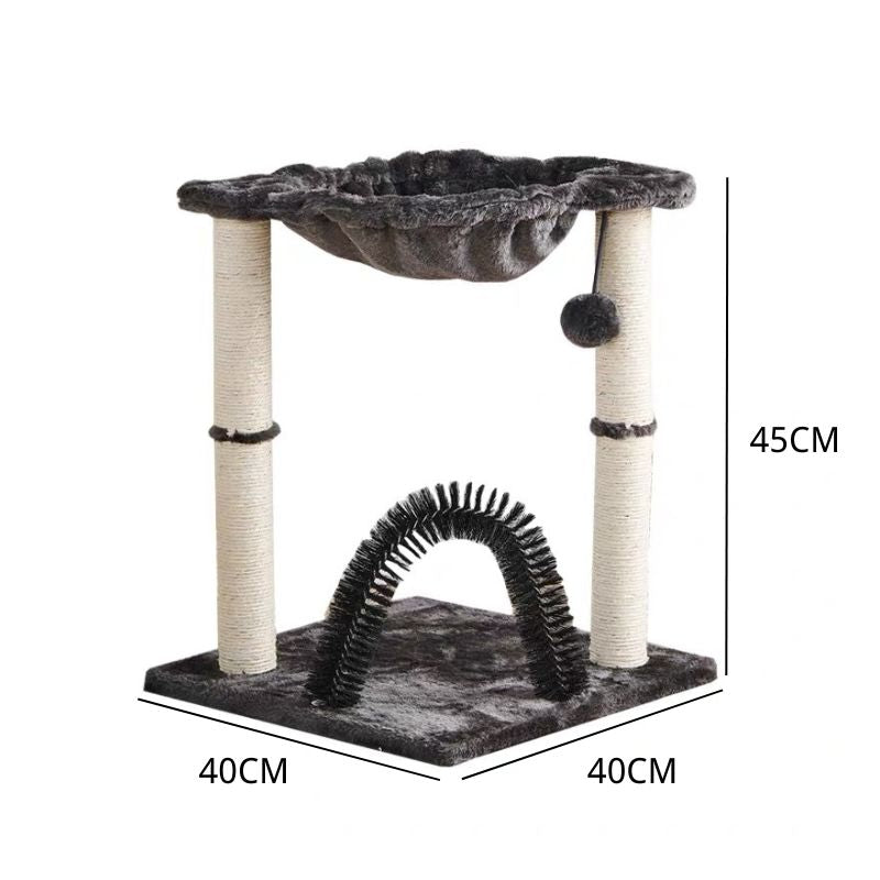 Kleine Katzenbaum mit Katzenbett, Stabile Sisal-Säule, Platzsparendes Design für Ecken und Wände, Schwarzes